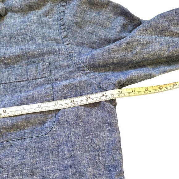 Banana Republic Button Down Shirt Mens M Blue Linen Blend Long Sleeve Classic - Picture 8 of 8